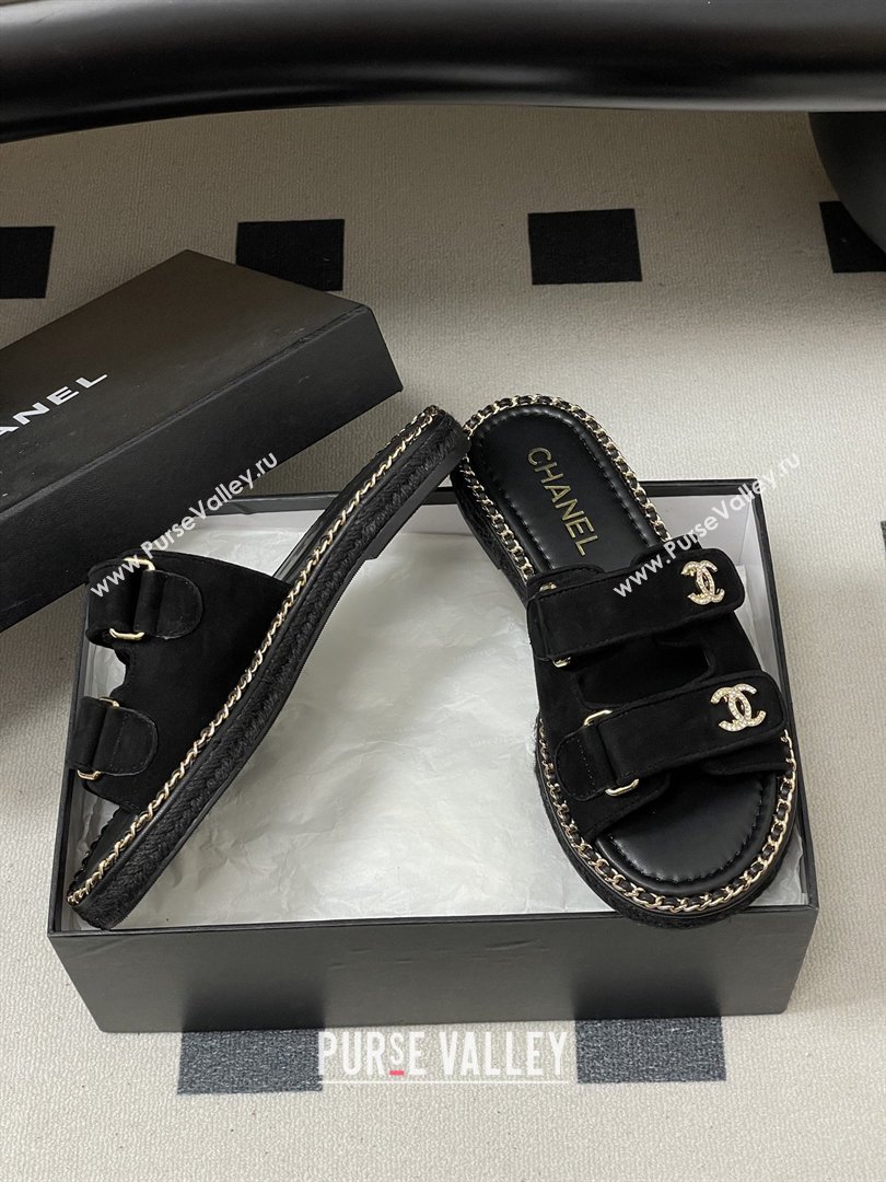 Chanel Mules Sandal with Chain Black Suede 2026 (MD-26022809)