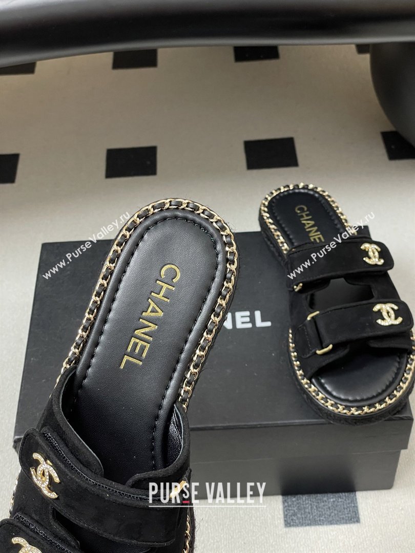 Chanel Mules Sandal with Chain Black Suede 2026 (MD-26022809)