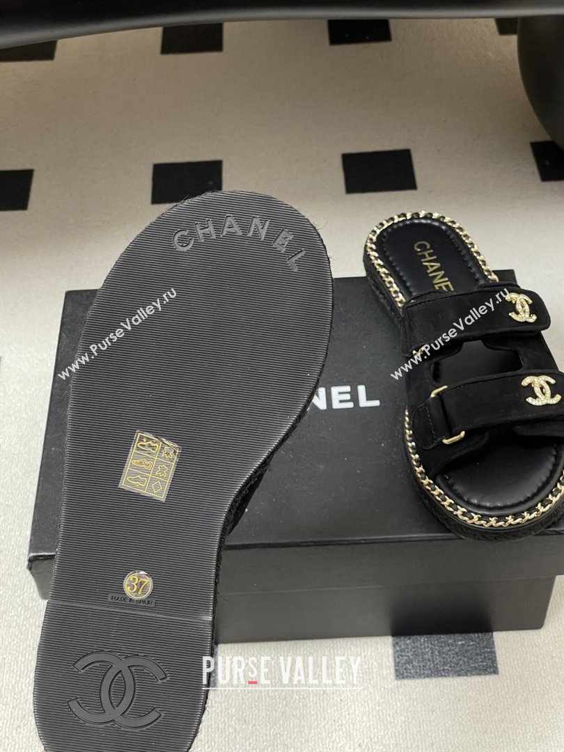 Chanel Mules Sandal with Chain Black Suede 2026 (MD-26022809)
