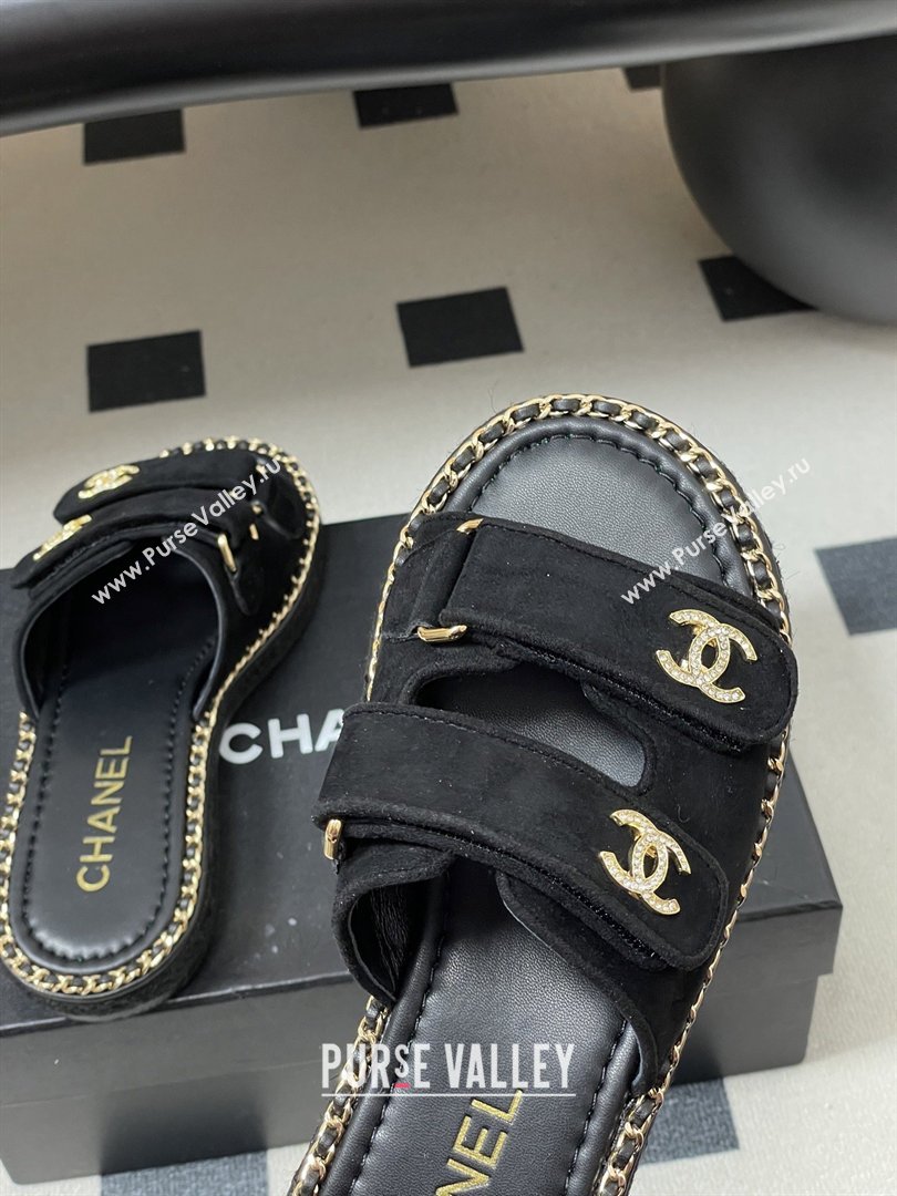 Chanel Mules Sandal with Chain Black Suede 2026 (MD-26022809)