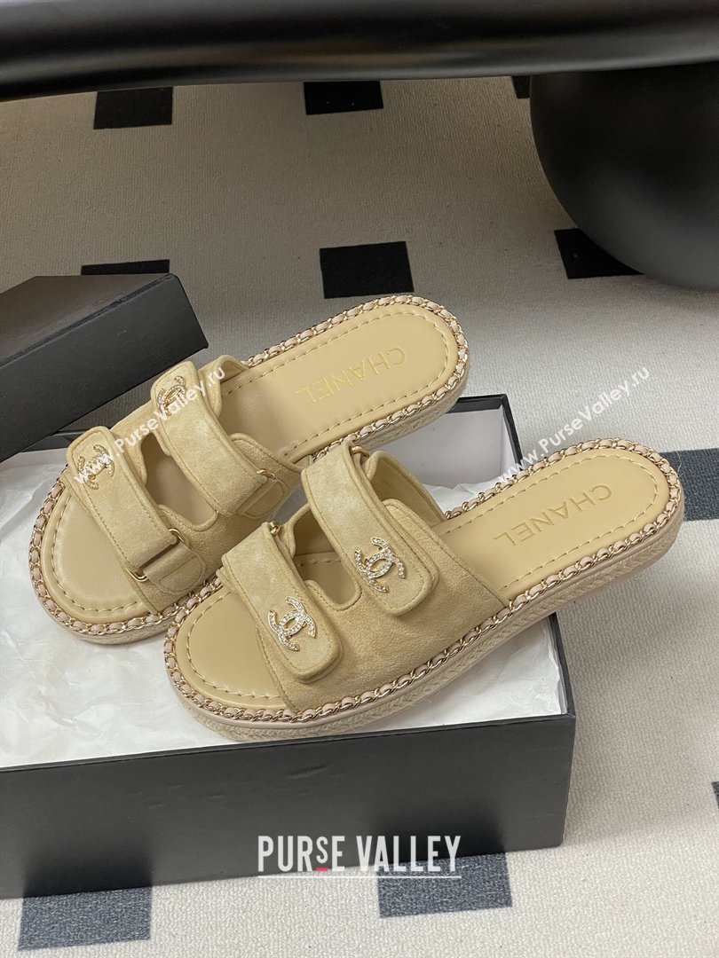 Chanel Mules Sandal with Chain Beige Suede 2026 (MD-26022810)