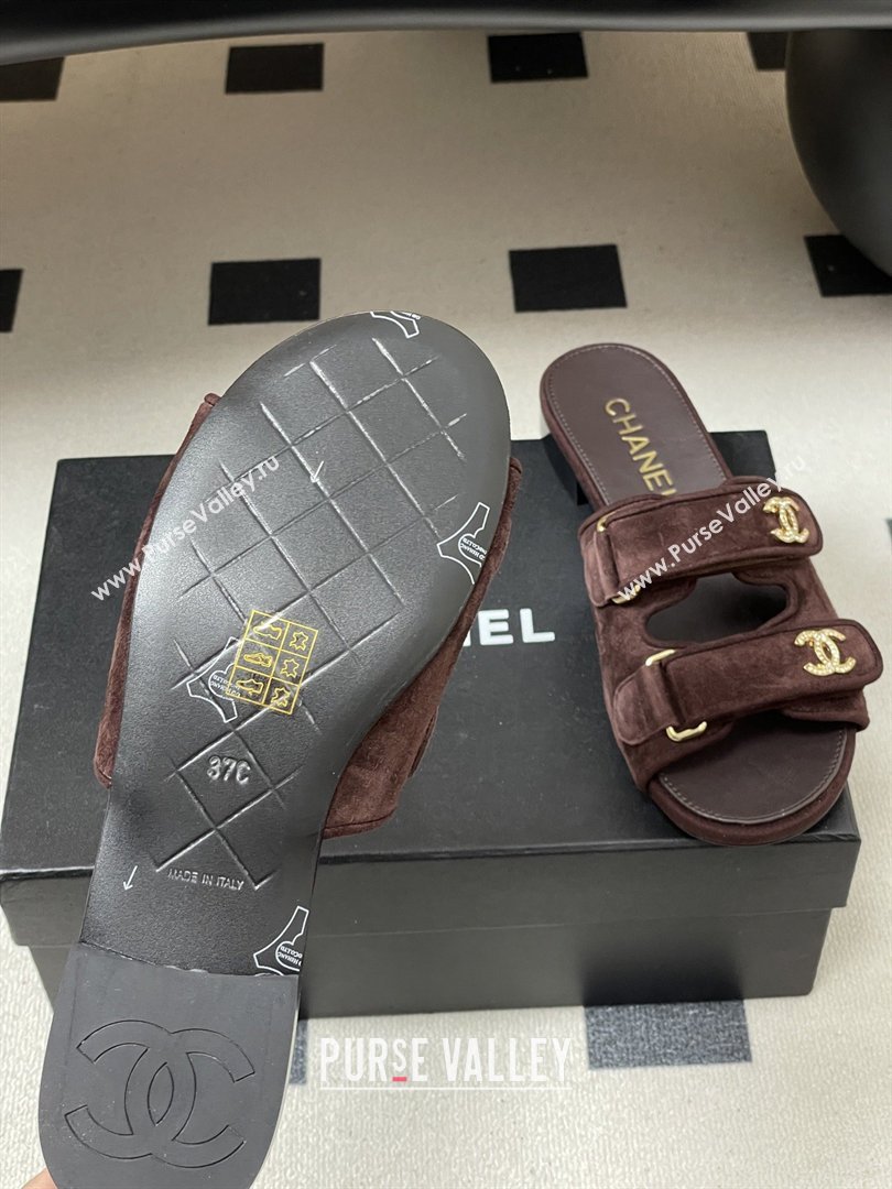 Chanel Mules Sandal in Suede Kidskin G47043 Dark Brown 2026 (MD-26022802)