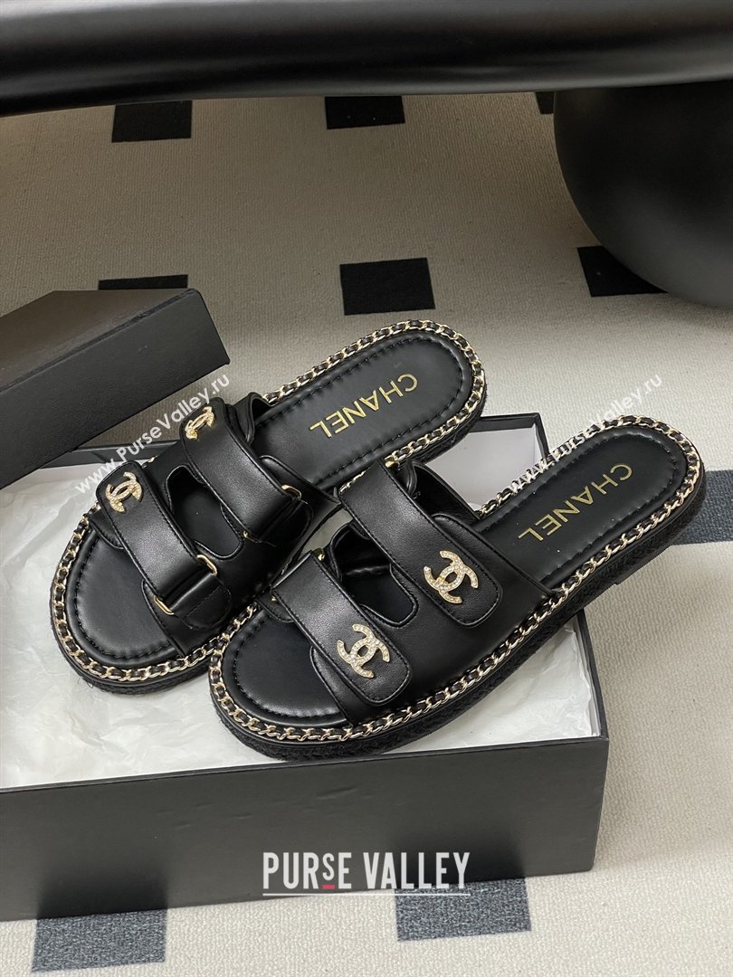 Chanel Mules Sandal with Chain Black Lambskin 2026 (MD-26022812)