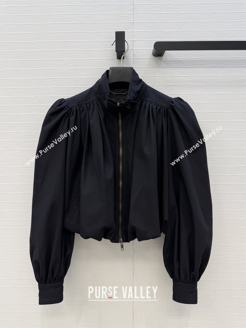 Chloe Gathered Boule Jacket in Cotton Black 2026 (Q-26031006)