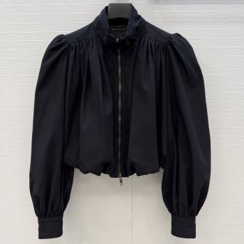 Chloe Gathered Boule Jacket in Cotton Black 2026 (Q-26031006)
