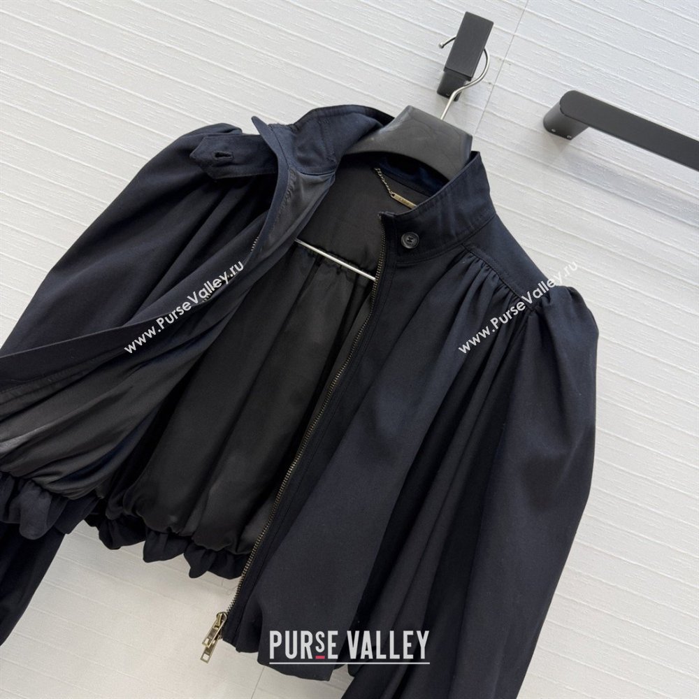 Chloe Gathered Boule Jacket in Cotton Black 2026 (Q-26031006)