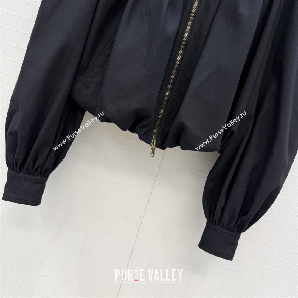 Chloe Gathered Boule Jacket in Cotton Black 2026 (Q-26031006)