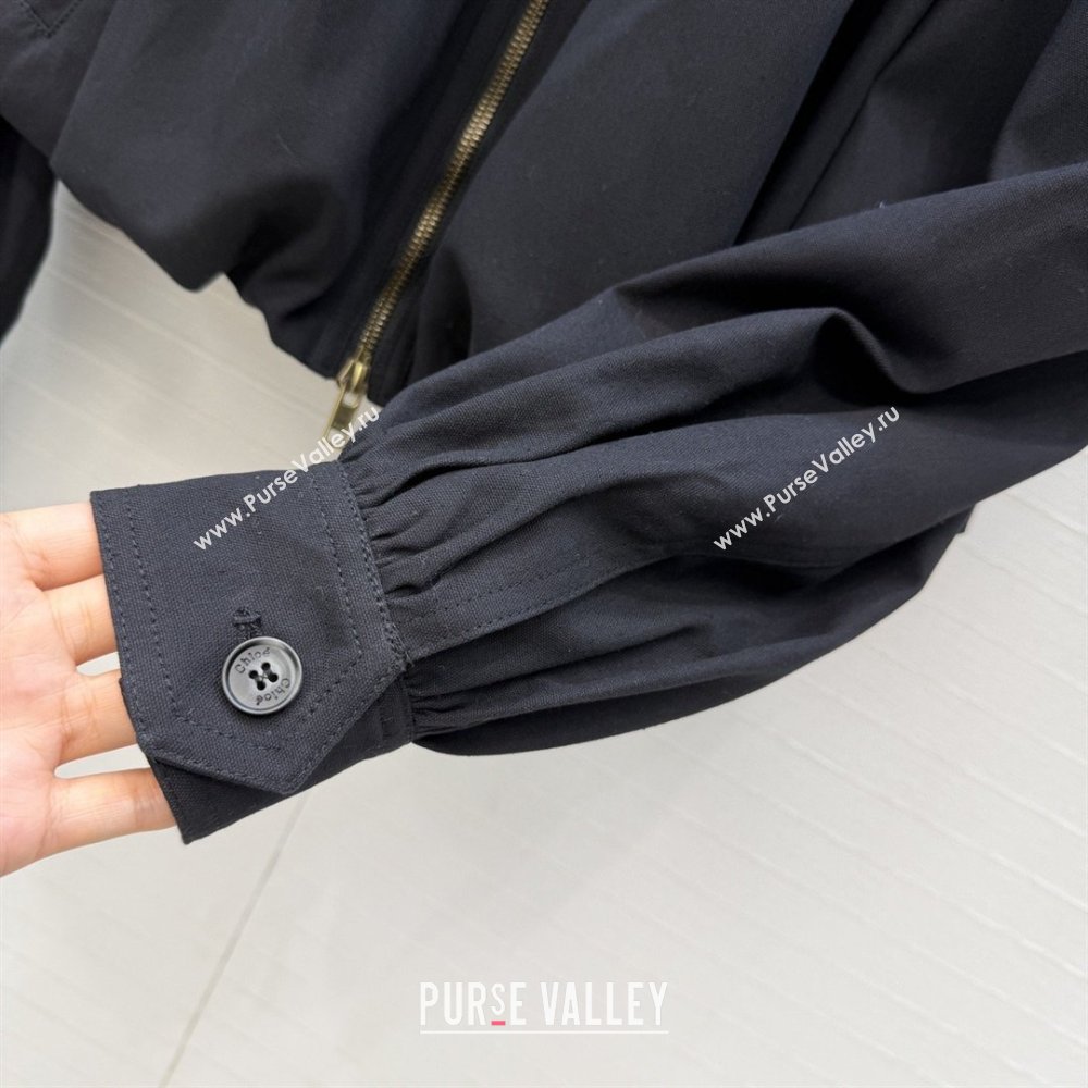 Chloe Gathered Boule Jacket in Cotton Black 2026 (Q-26031006)