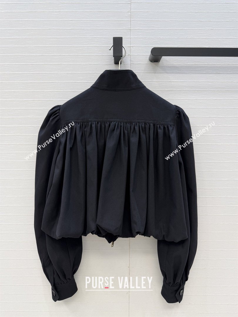 Chloe Gathered Boule Jacket in Cotton Black 2026 (Q-26031006)