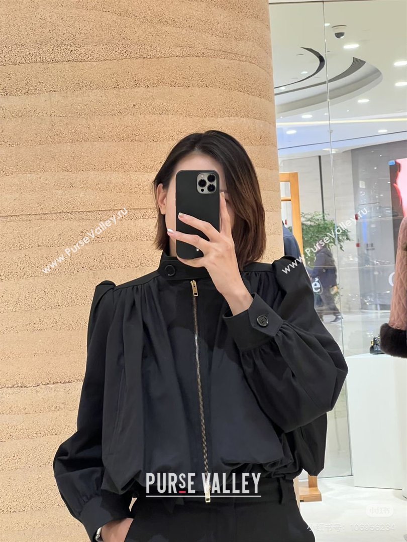 Chloe Gathered Boule Jacket in Cotton Black 2026 (Q-26031006)