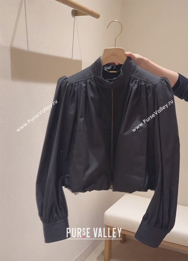 Chloe Gathered Boule Jacket in Cotton Black 2026 (Q-26031006)