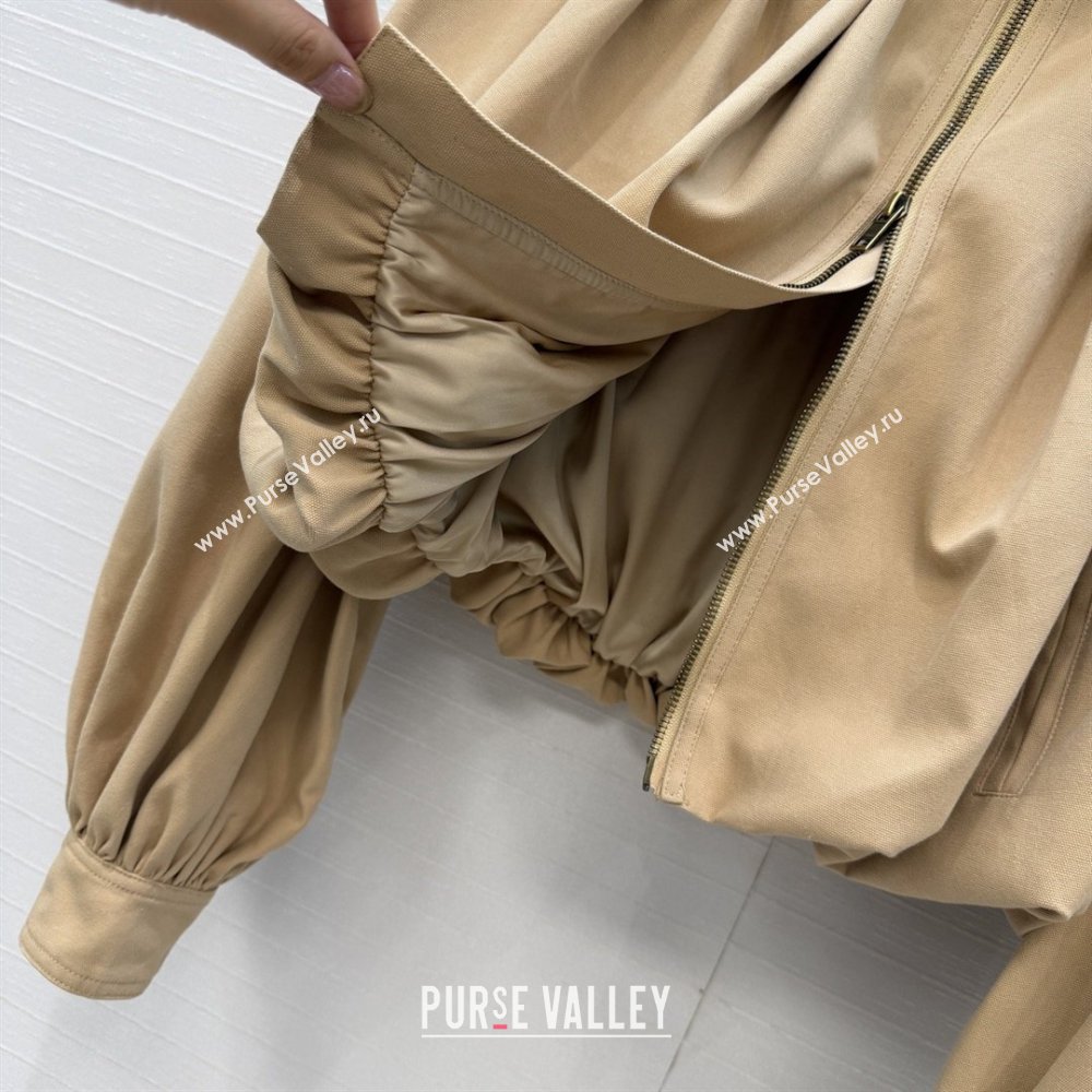 Chloe Gathered Boule Jacket in Cotton Brown 2026 (Q-26031007)