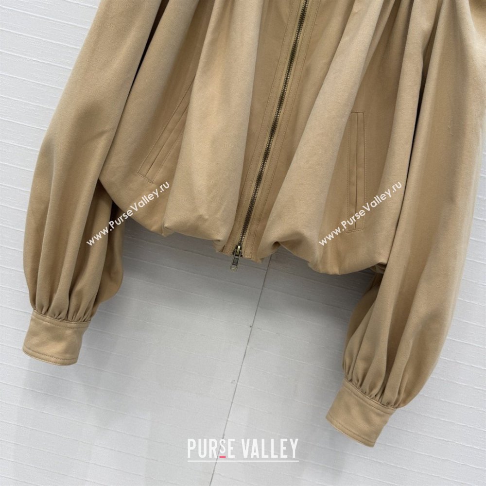 Chloe Gathered Boule Jacket in Cotton Brown 2026 (Q-26031007)