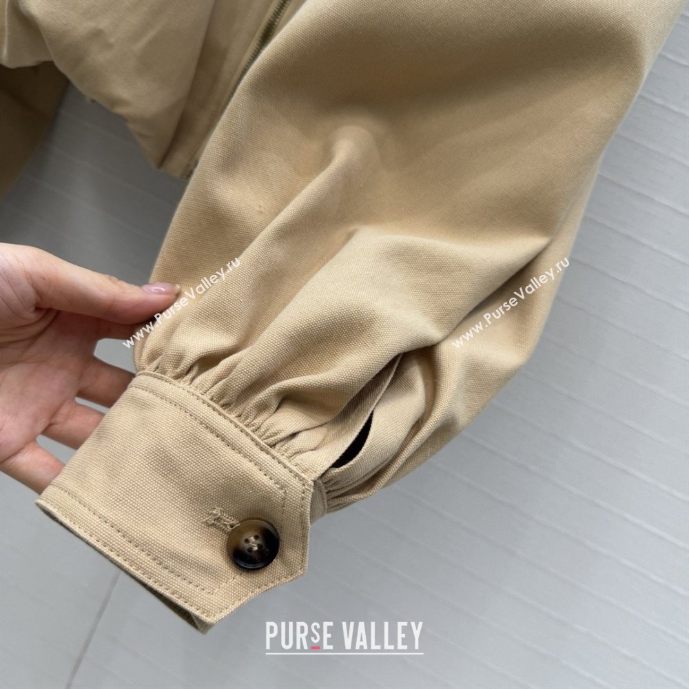 Chloe Gathered Boule Jacket in Cotton Brown 2026 (Q-26031007)