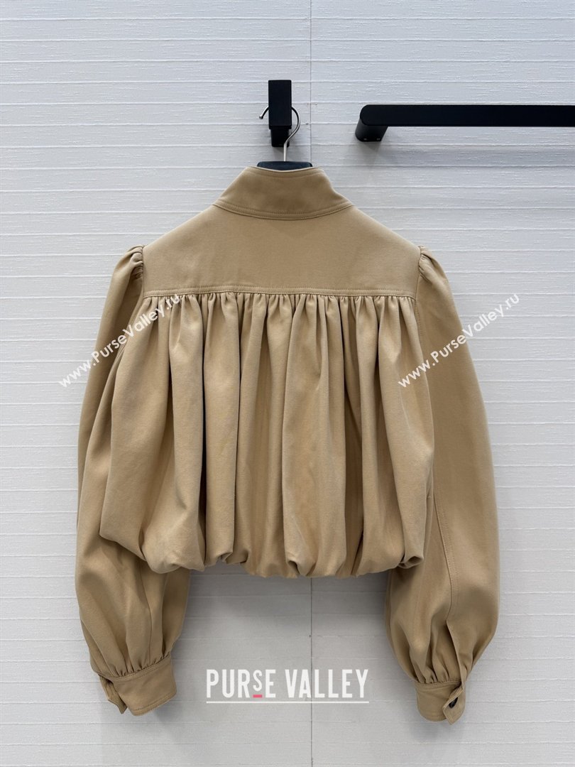 Chloe Gathered Boule Jacket in Cotton Brown 2026 (Q-26031007)