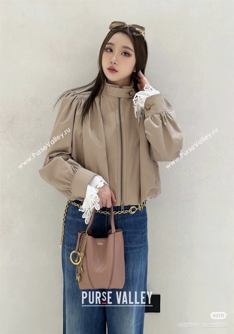 Chloe Gathered Boule Jacket in Cotton Brown 2026 (Q-26031007)