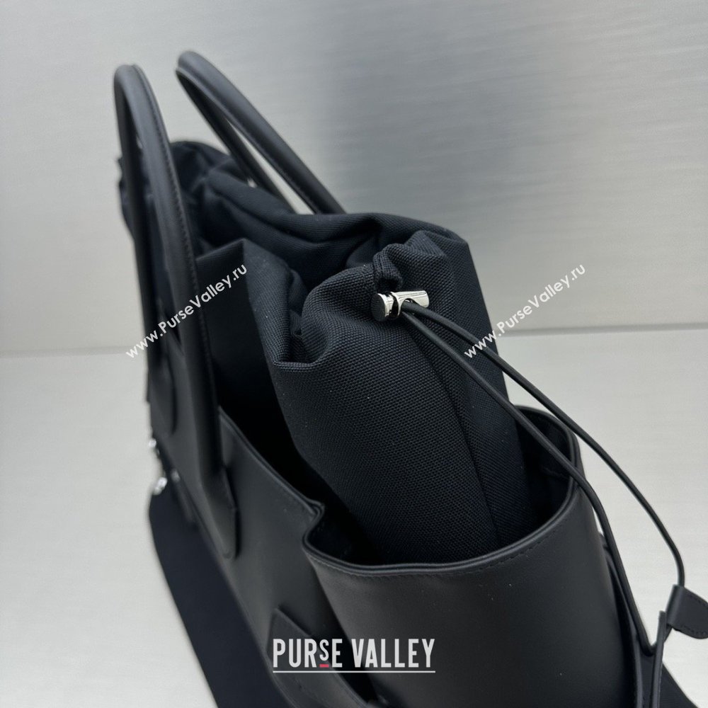 The Row Margaux 17 Inside Out Bag in Black Fabric Leather 2026 (NM-26030901)