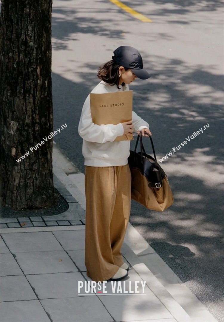 The Row Margaux 17 Inside Out Bag in Brown Fabric Leather 2026 (NM-26030902)