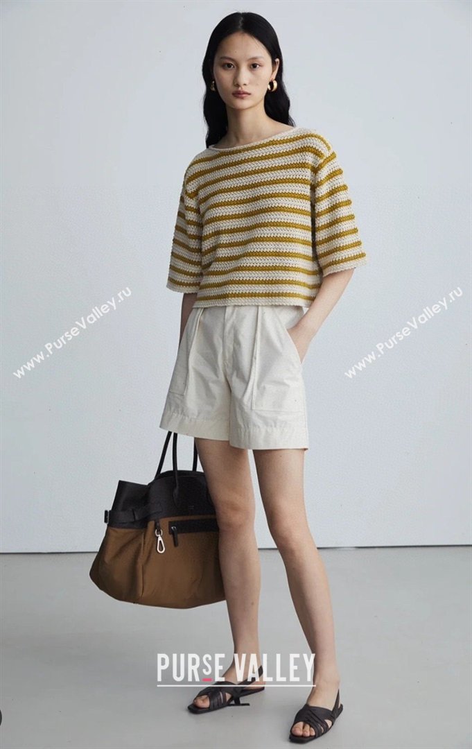 The Row Margaux 17 Inside Out Bag in Brown Fabric Leather 2026 (NM-26030902)