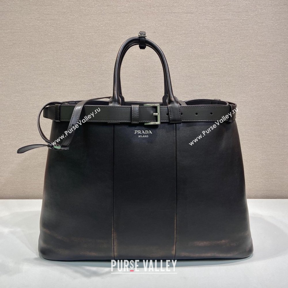 Prada Mens Buckle Large Leather Bag with Buckle Belt 1BG126 Dark Brown 2026 (YZ-26030903)