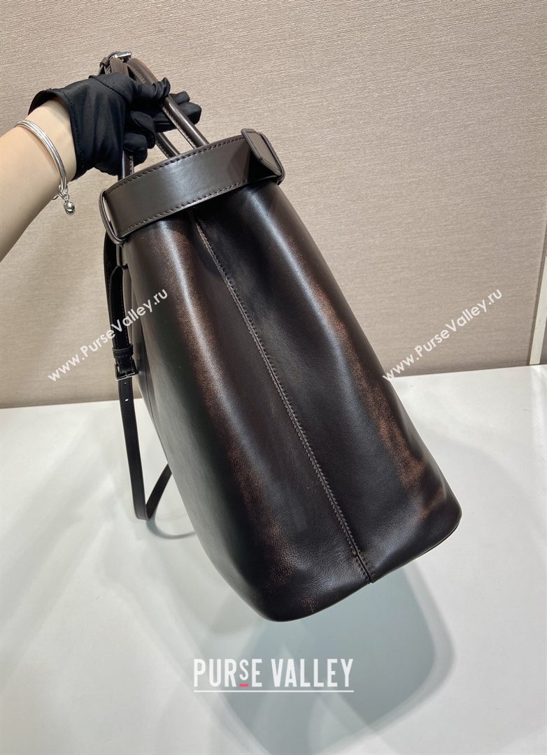 Prada Mens Buckle Large Leather Bag with Buckle Belt 1BG126 Dark Brown 2026 (YZ-26030903)