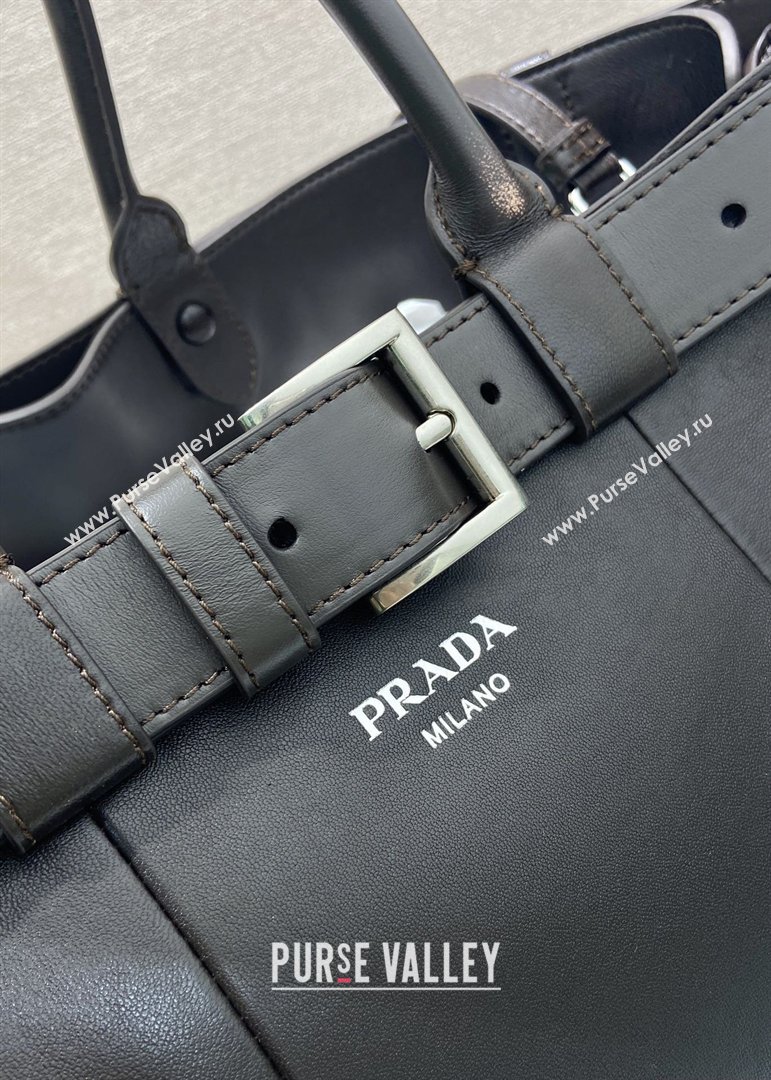 Prada Mens Buckle Large Leather Bag with Buckle Belt 1BG126 Dark Brown 2026 (YZ-26030903)