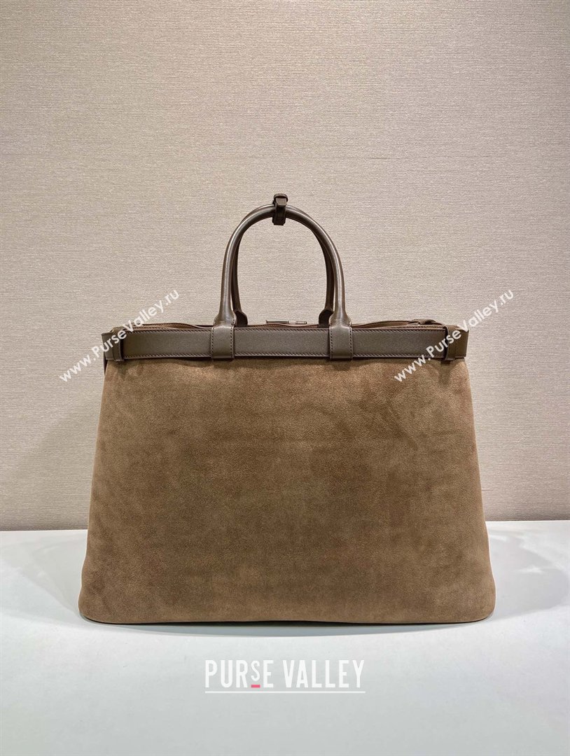 Prada Mens Buckle Large Suede Bag with Buckle Belt 1BG126 Brown 2026 (YZ-26030904)