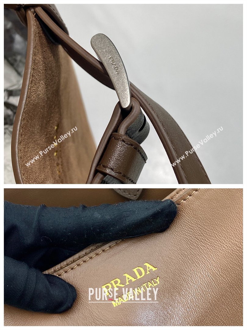 Prada Mens Buckle Large Suede Bag with Buckle Belt 1BG126 Brown 2026 (YZ-26030904)