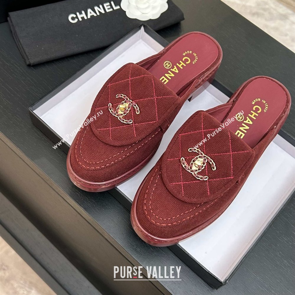 Chanel Corduroy Flat Mules with CC Foldover Deep Red 2026 (MD-26031215)