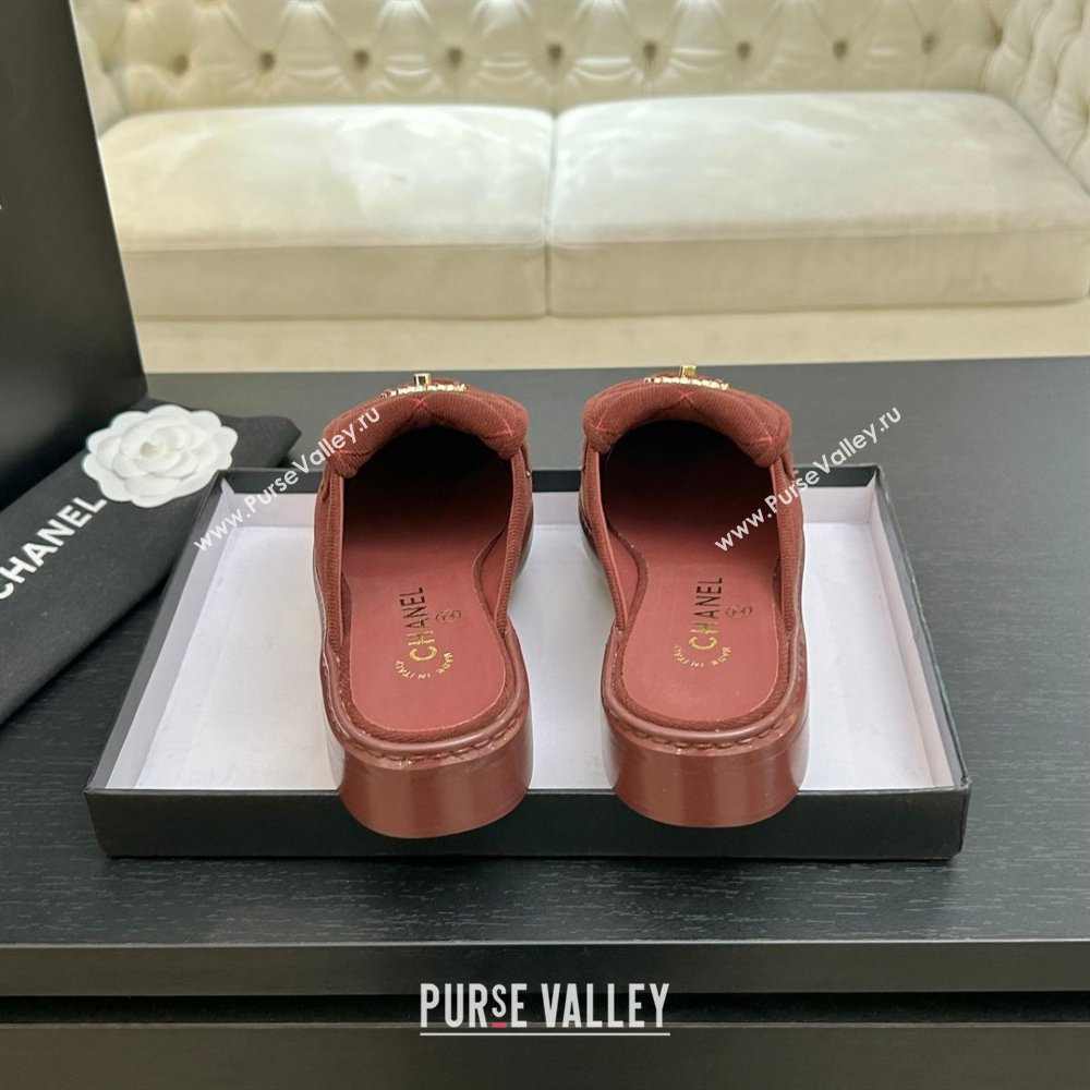 Chanel Corduroy Flat Mules with CC Foldover Deep Red 2026 (MD-26031215)