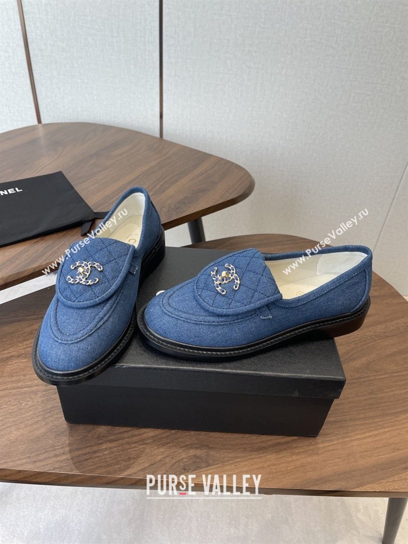 Chanel Cotton Mocassins Loafers G47119 Denim Blue 2026 (MD-26031203)