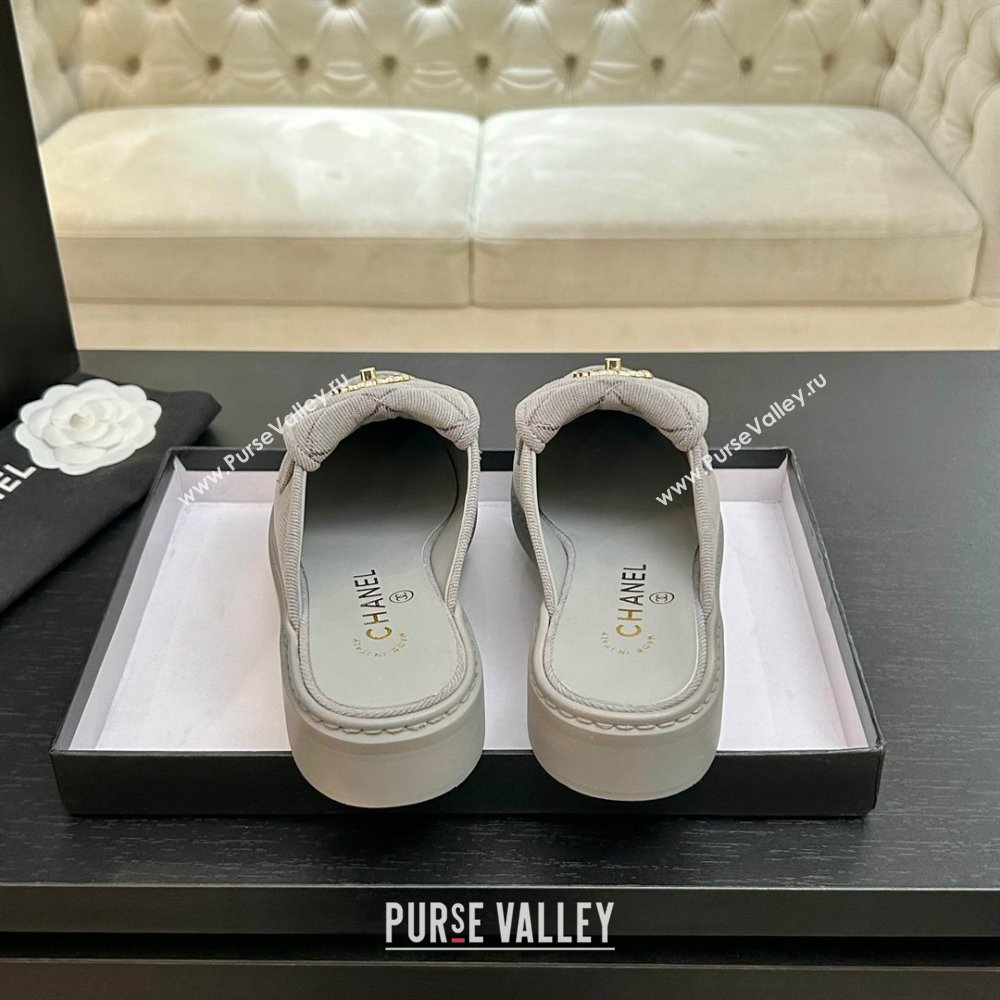Chanel Corduroy Flat Mules with CC Foldover Light Grey 2026 (MD-26031216)