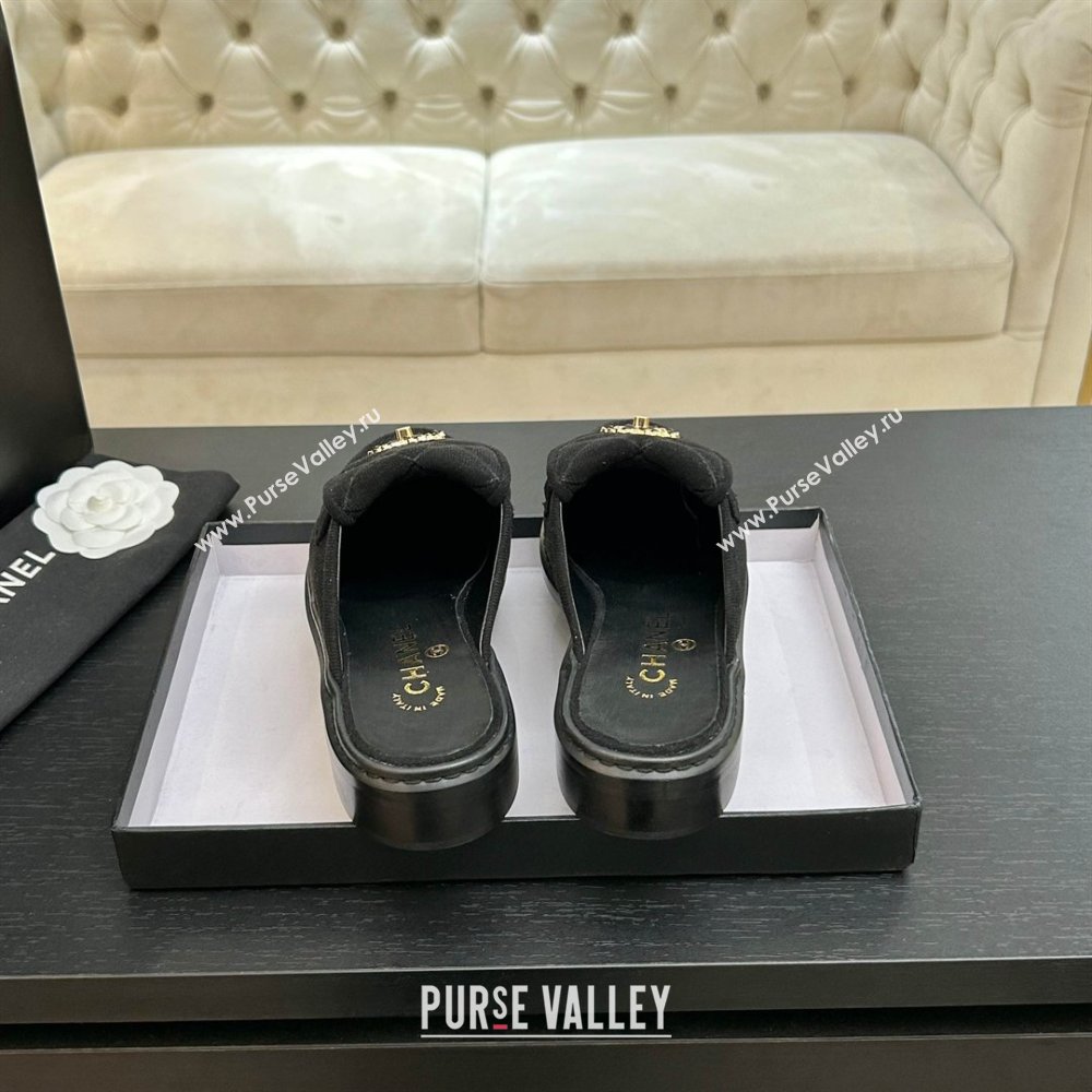 Chanel Corduroy Flat Mules with CC Foldover Black 2026 (MD-26031214)