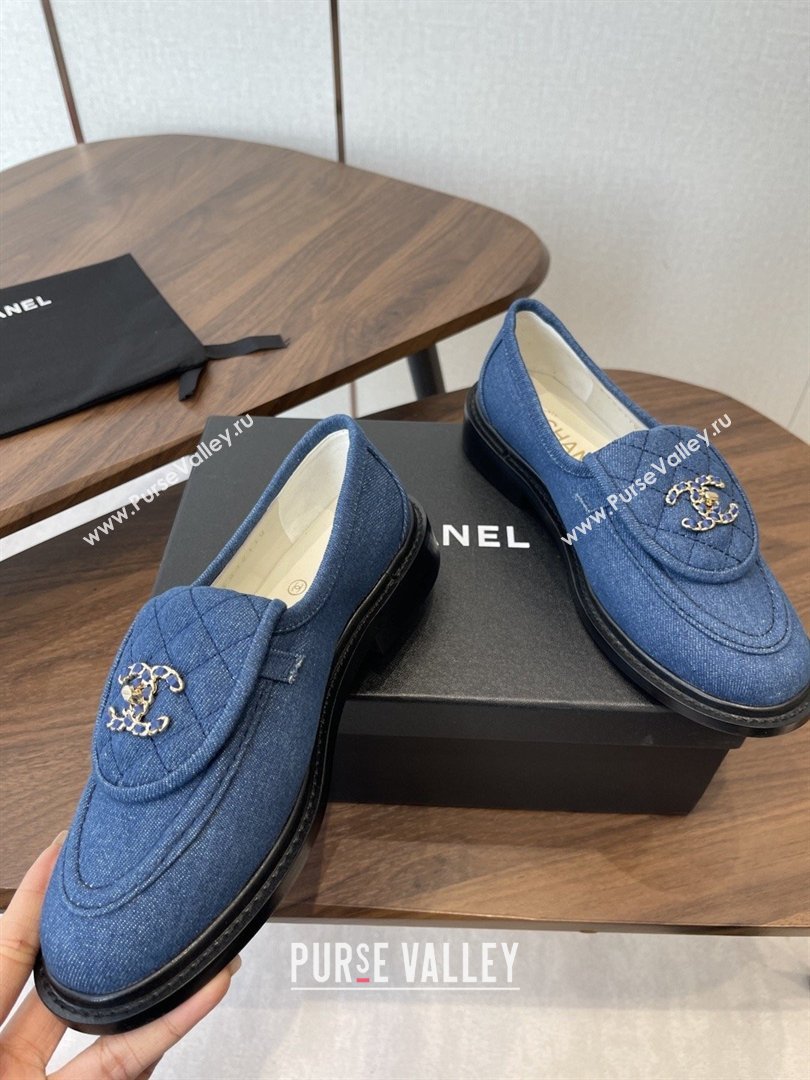 Chanel Cotton Mocassins Loafers G47119 Denim Blue 2026 (MD-26031203)