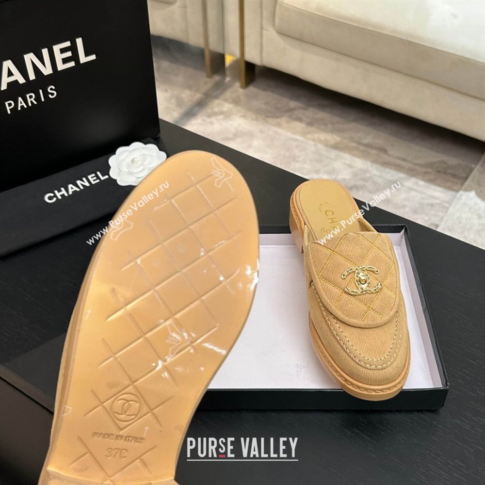 Chanel Corduroy Flat Mules with CC Foldover Brown 2026 (MD-26031211)