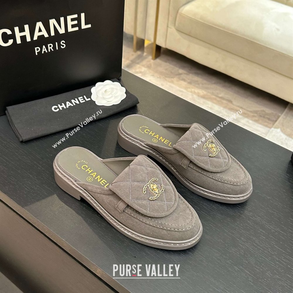 Chanel Corduroy Flat Mules with CC Foldover Grey 2026 (MD-26031213)