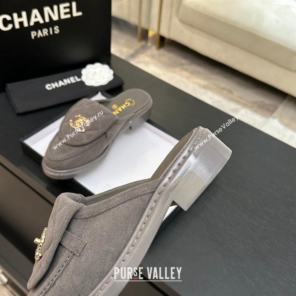 Chanel Corduroy Flat Mules with CC Foldover Grey 2026 (MD-26031213)