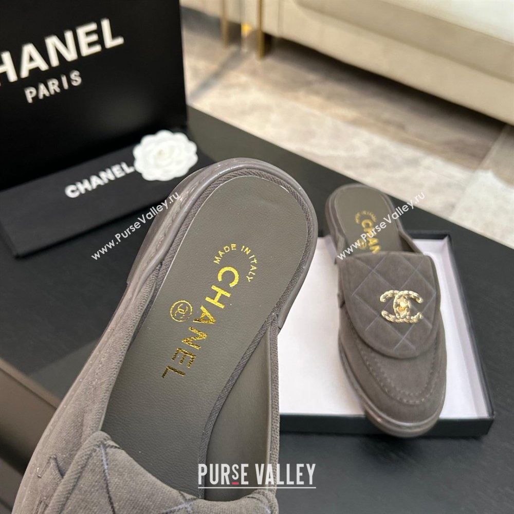 Chanel Corduroy Flat Mules with CC Foldover Grey 2026 (MD-26031213)