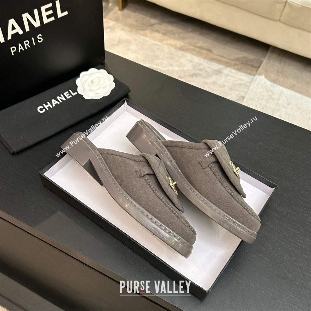 Chanel Corduroy Flat Mules with CC Foldover Grey 2026 (MD-26031213)