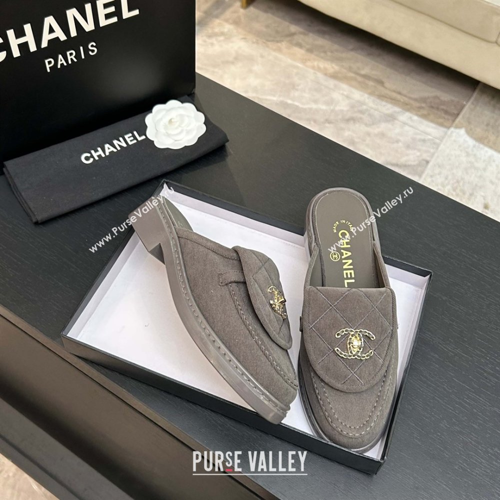 Chanel Corduroy Flat Mules with CC Foldover Grey 2026 (MD-26031213)