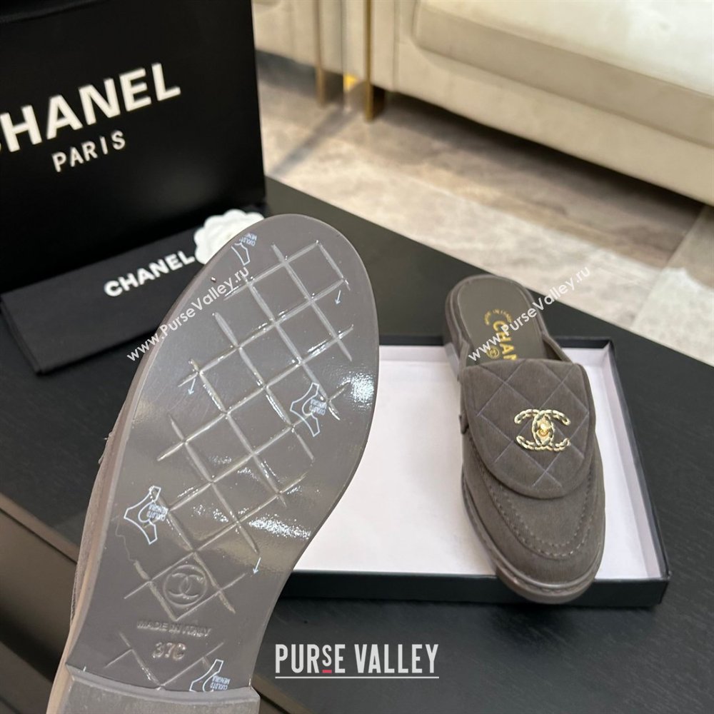 Chanel Corduroy Flat Mules with CC Foldover Grey 2026 (MD-26031213)