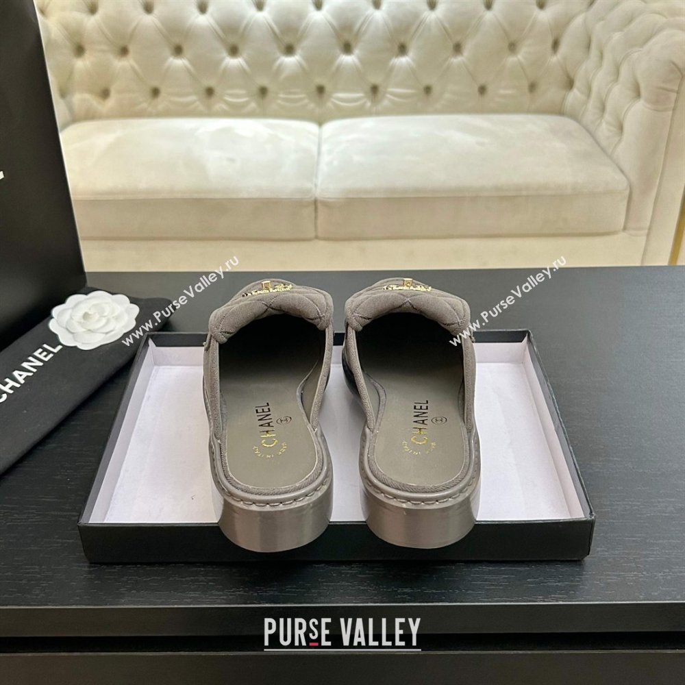 Chanel Corduroy Flat Mules with CC Foldover Grey 2026 (MD-26031213)