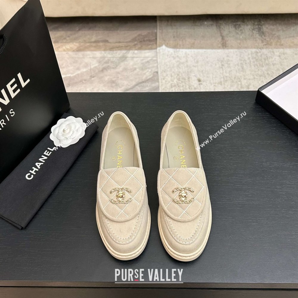 Chanel Corduroy Mocassins Loafers G47119 Beige 2026 (MD-26031205)