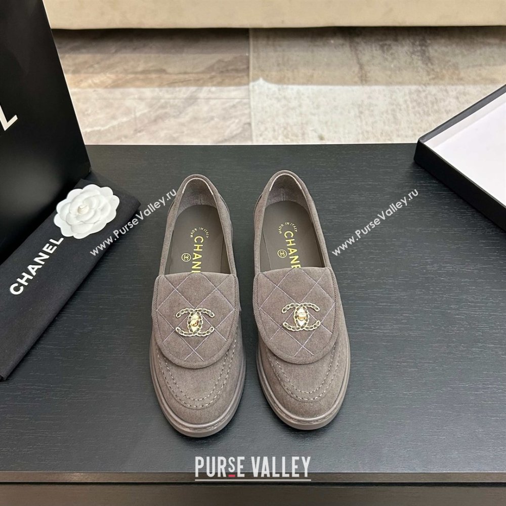 Chanel Corduroy Mocassins Loafers G47119 Grey 2026 (MD-26031206)