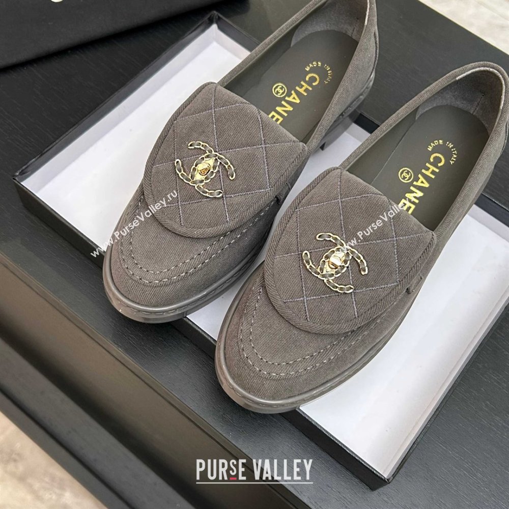 Chanel Corduroy Mocassins Loafers G47119 Grey 2026 (MD-26031206)