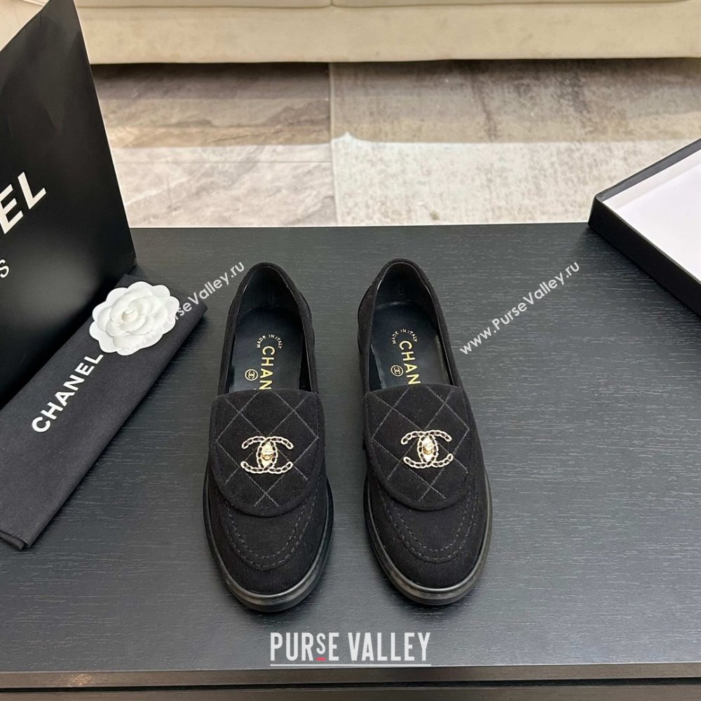Chanel Corduroy Mocassins Loafers G47119 Black 2026 (MD-26031207)