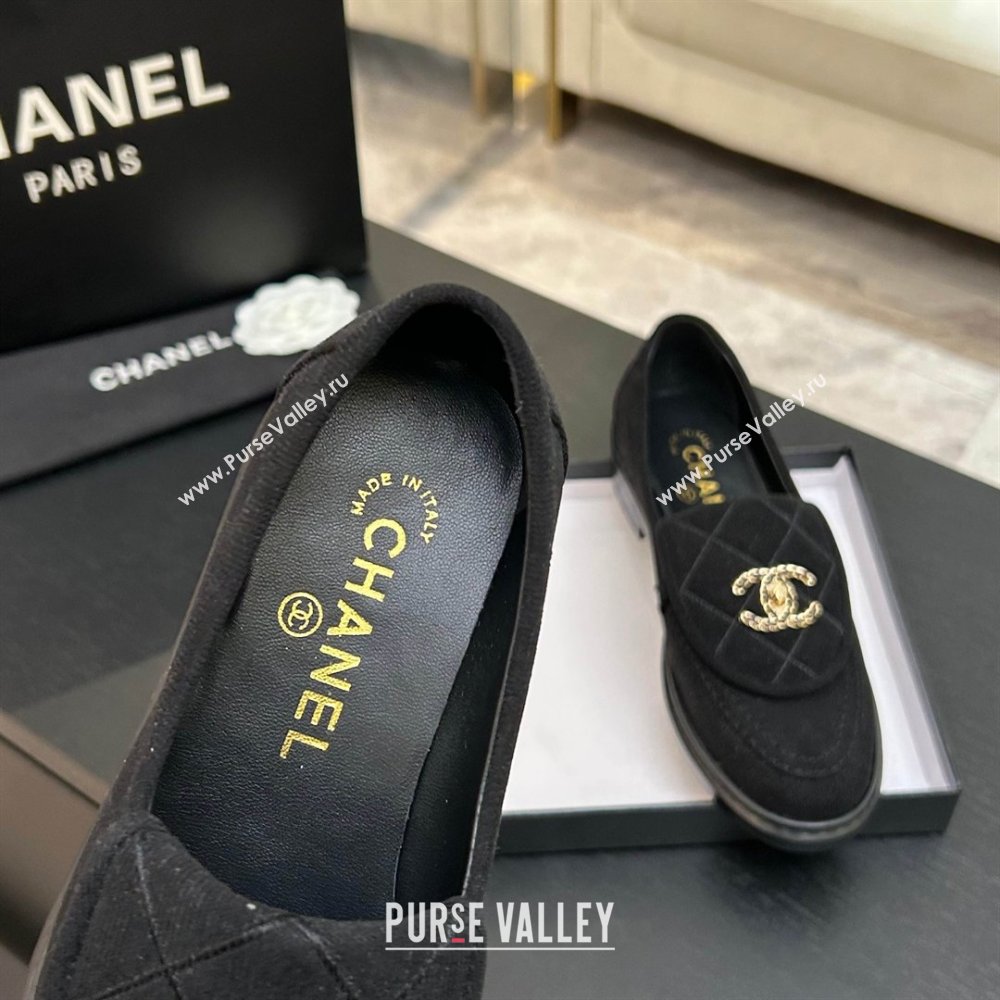 Chanel Corduroy Mocassins Loafers G47119 Black 2026 (MD-26031207)