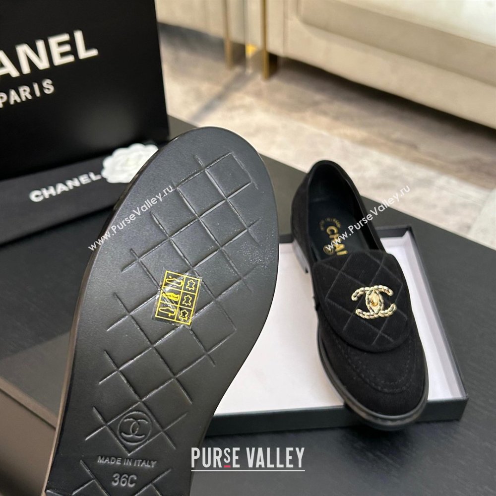 Chanel Corduroy Mocassins Loafers G47119 Black 2026 (MD-26031207)