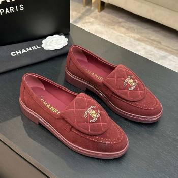 Chanel Corduroy Mocassins Loafers G47119 Deep Red 2026 (MD-26031208)