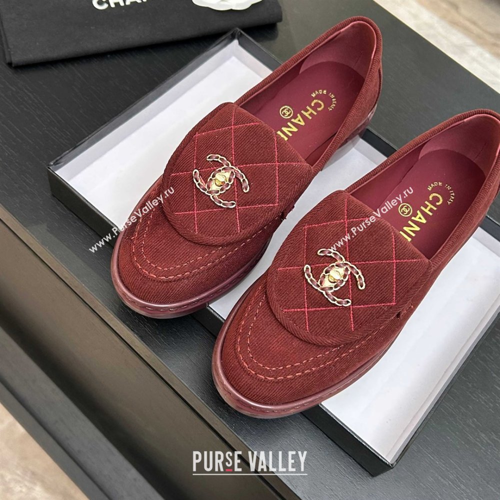 Chanel Corduroy Mocassins Loafers G47119 Deep Red 2026 (MD-26031208)